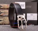 Perfect Replica Montblanc Stainless Steel Buckle All Black Leather Belt